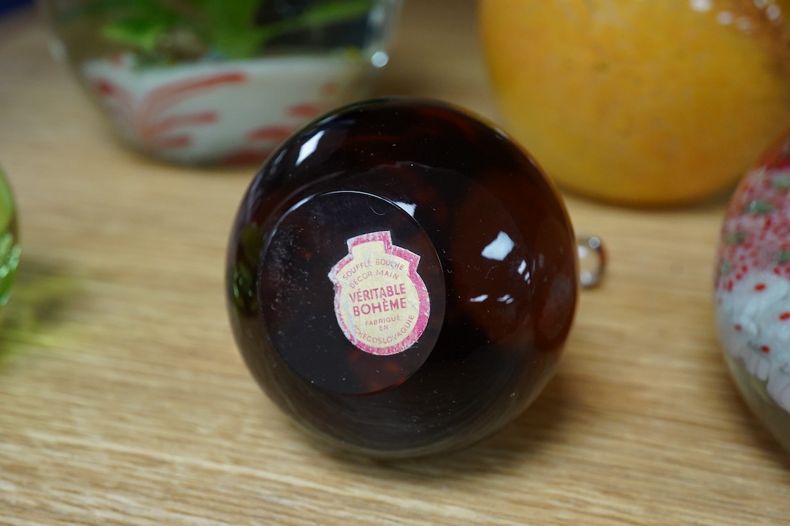 A Collection of five various glass paperweights, largest 11cm